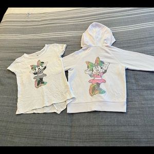 LITTLE GIRLS WHITE MATCHING ZIP-UP MINNIE MOUSE JACKET AND TSHIRT